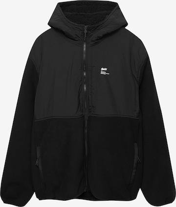 Pull&Bear Fleece jacket in Black: front