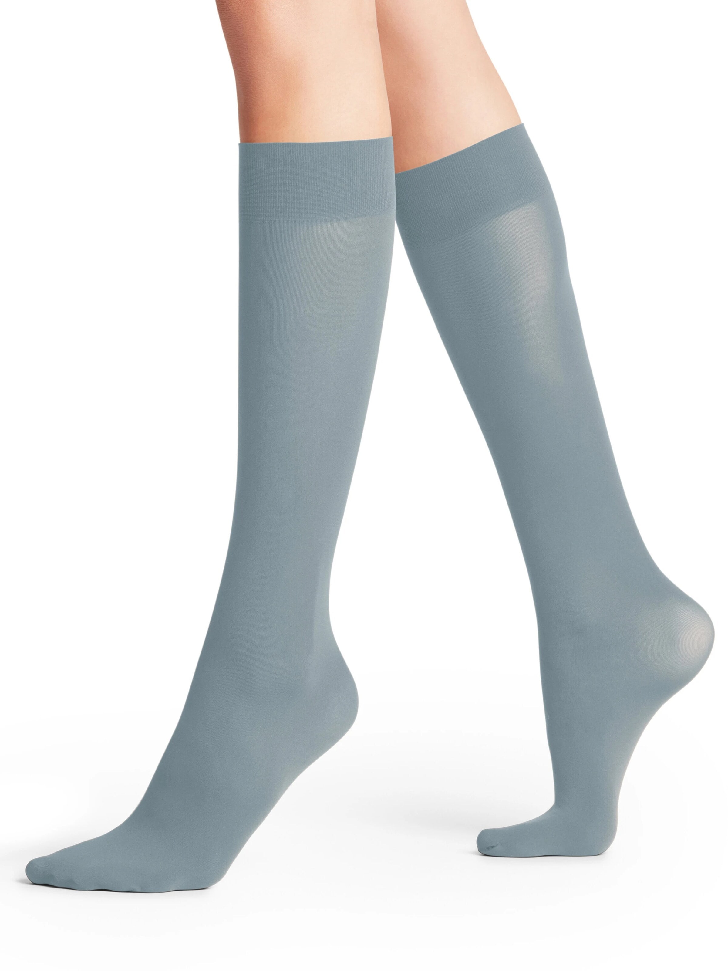 FALKE Over the Knee Socks 'Pure Matt' in Blue: front