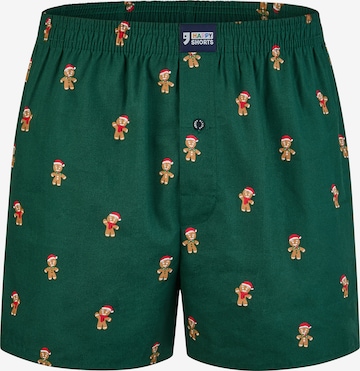 Happy Shorts - Calzoncillo boxer 'Christmas' en verde: frente