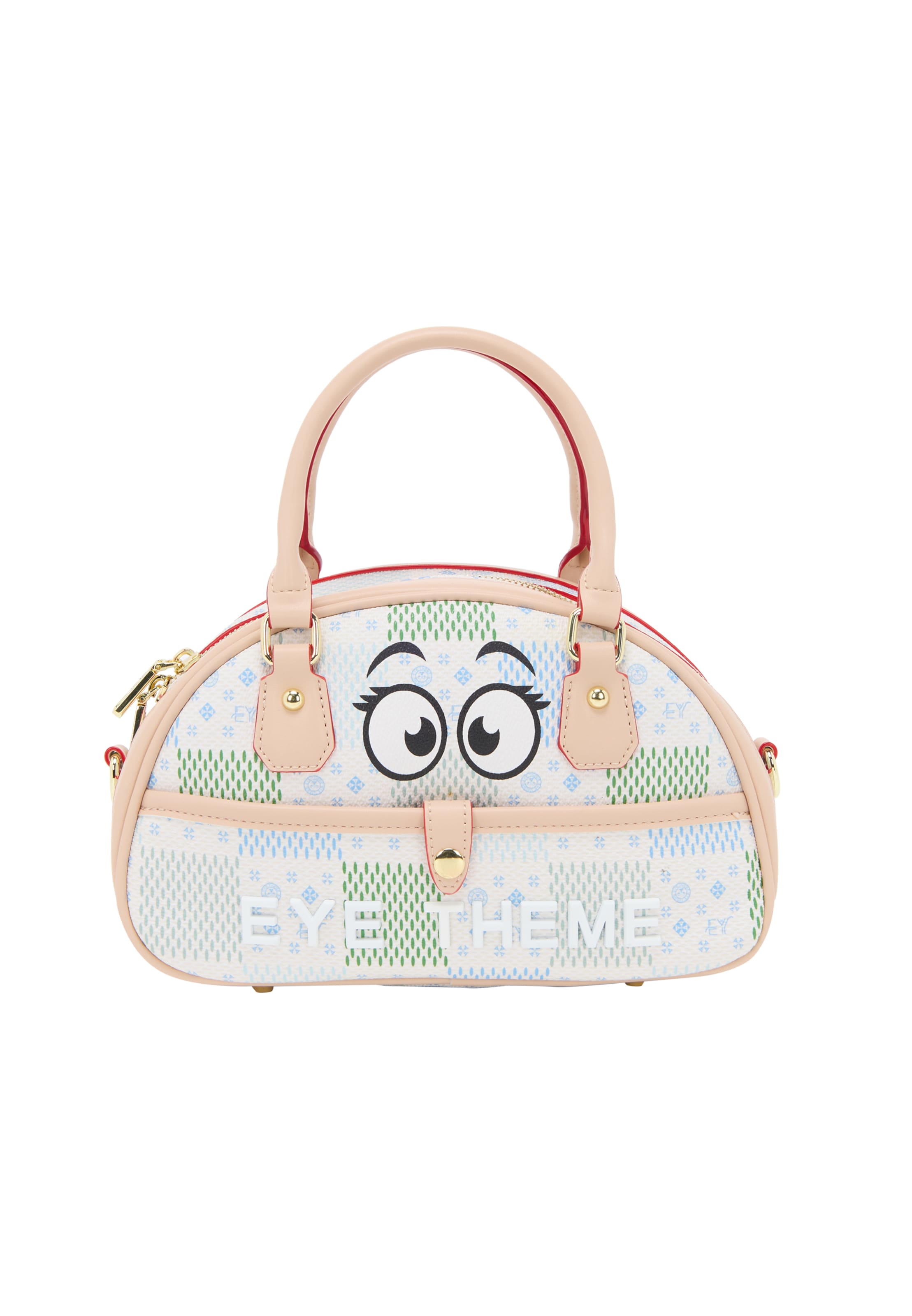 MYMO Håndtaske 'Pop Eyetheme' i lyseblå / lysegrøn / abrikos / sort, Produktvisning