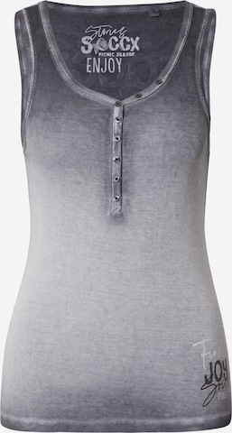 Soccx Top in Grey: front