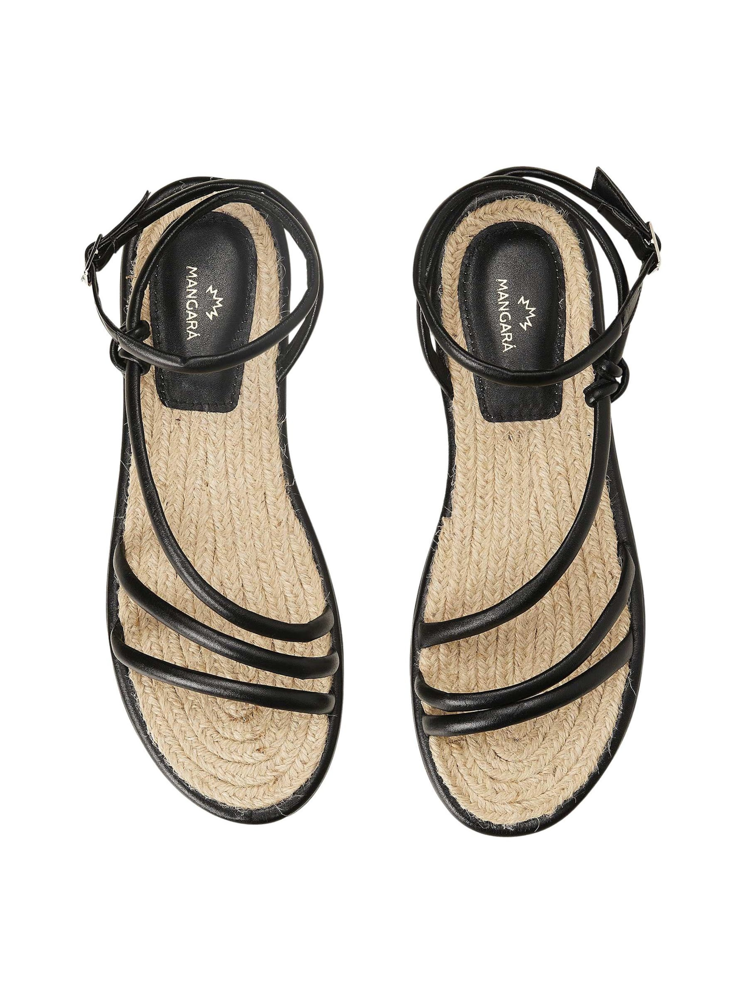 Mangara Atelier Sandalen met riem 'Sandales anginco en cuir noir' in Zwart