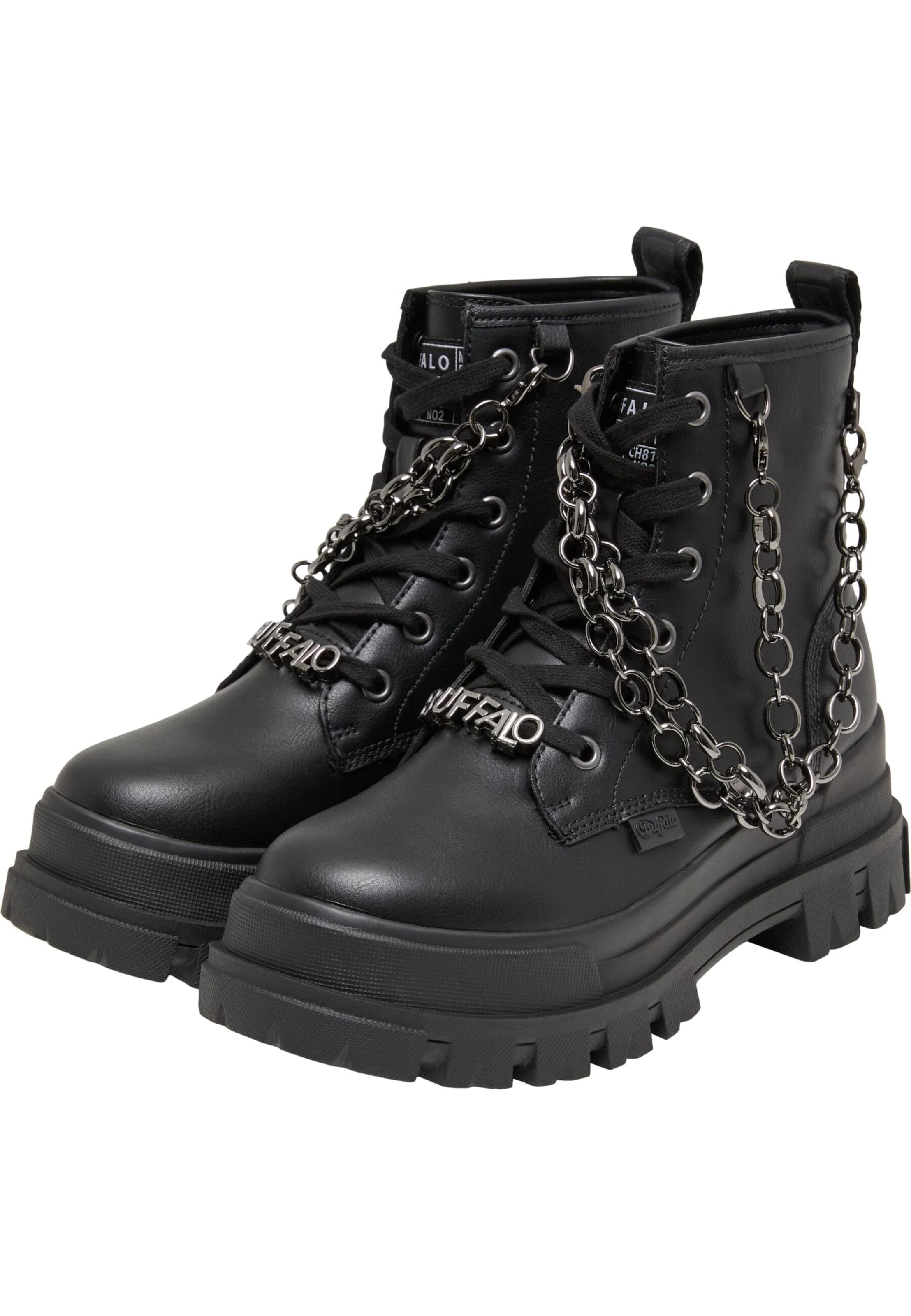 BUFFALO - Botines con cordones 'Aspha' en negro