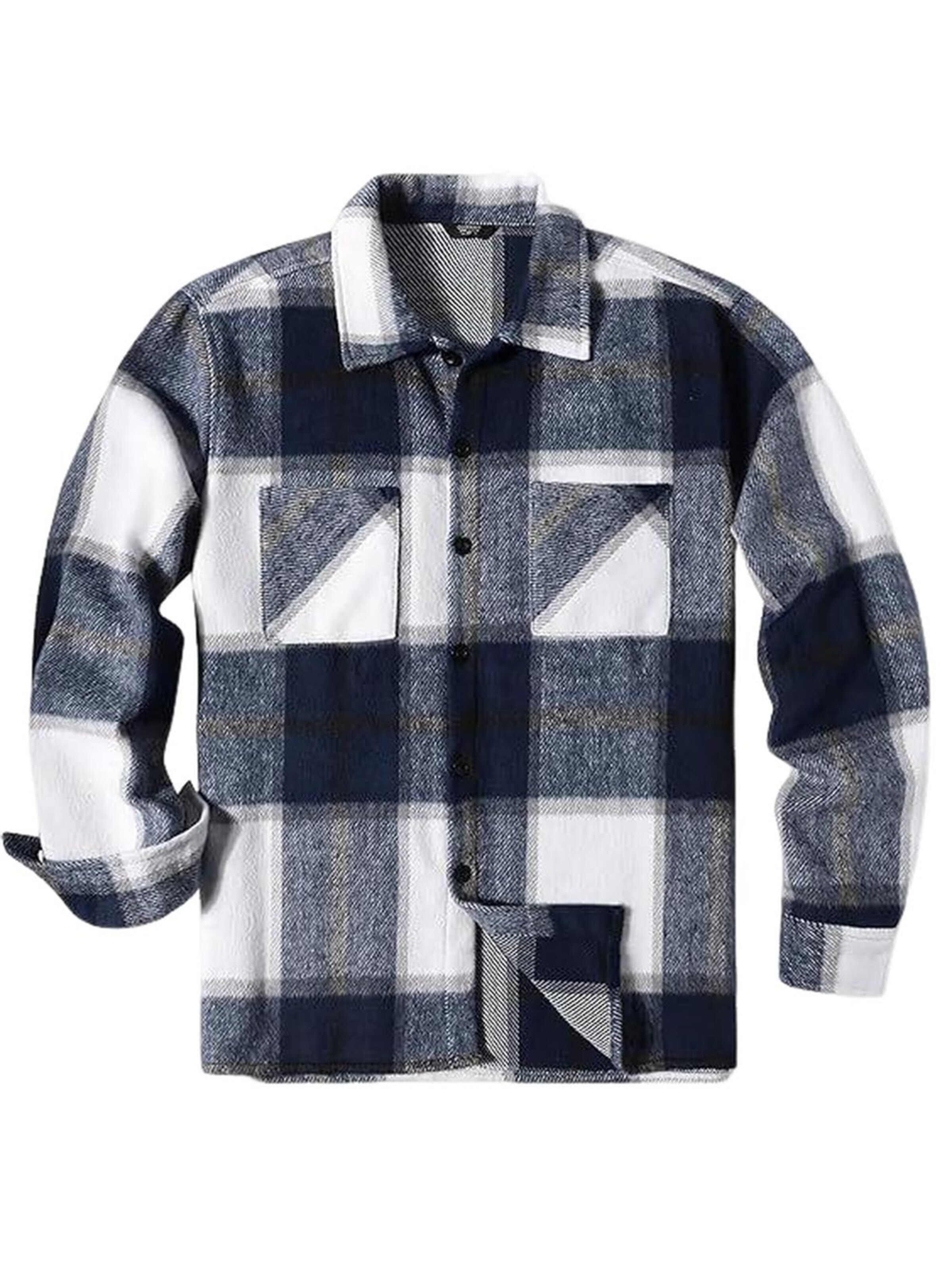 KoJooin Płaszcz przejściowy 'Herren Flanelljacke mit verstärktem Stoff Lässige, modische Karo-Hemdjacke für Arbeit und Freizeit' w kolorze niebieski