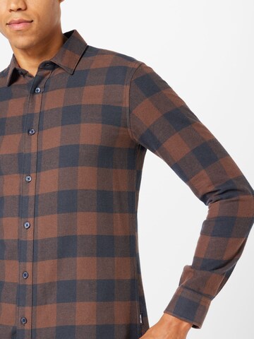 Only & Sons Slim fit Overhemd 'Gudmund' in Bruin
