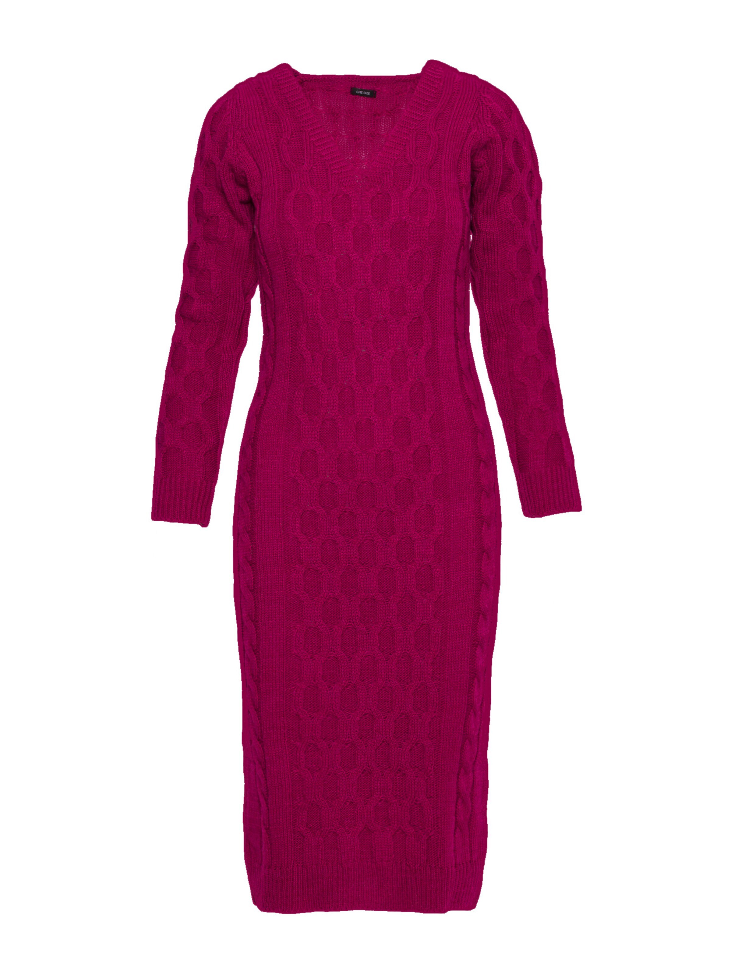 Rochie 'Sukienka swetrowa z dekoltem V' de la made of emotion pe roz: față