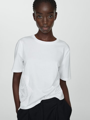 MANGO Тениска 'TAGLI2' в бяло: отпред