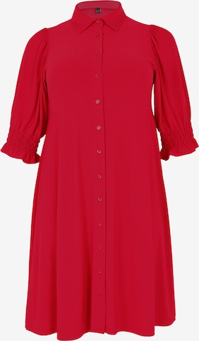 Yoek Shirt Dress in Red: front