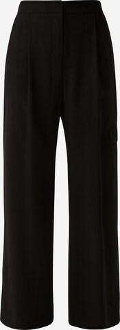 COMMA Wide leg Pleat-Front Pants in Black: front