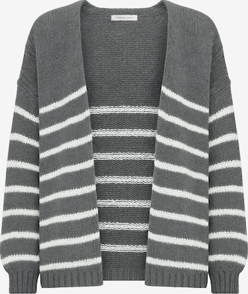 SASSYCLASSY Oversizestrickjacke in Grau: Vorderseite