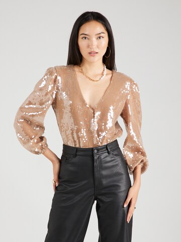 Bardot Blouse Bodysuit 'VERONA' in Beige: front