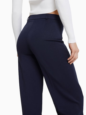 Bershka Wide leg Pleated Pants in Blue