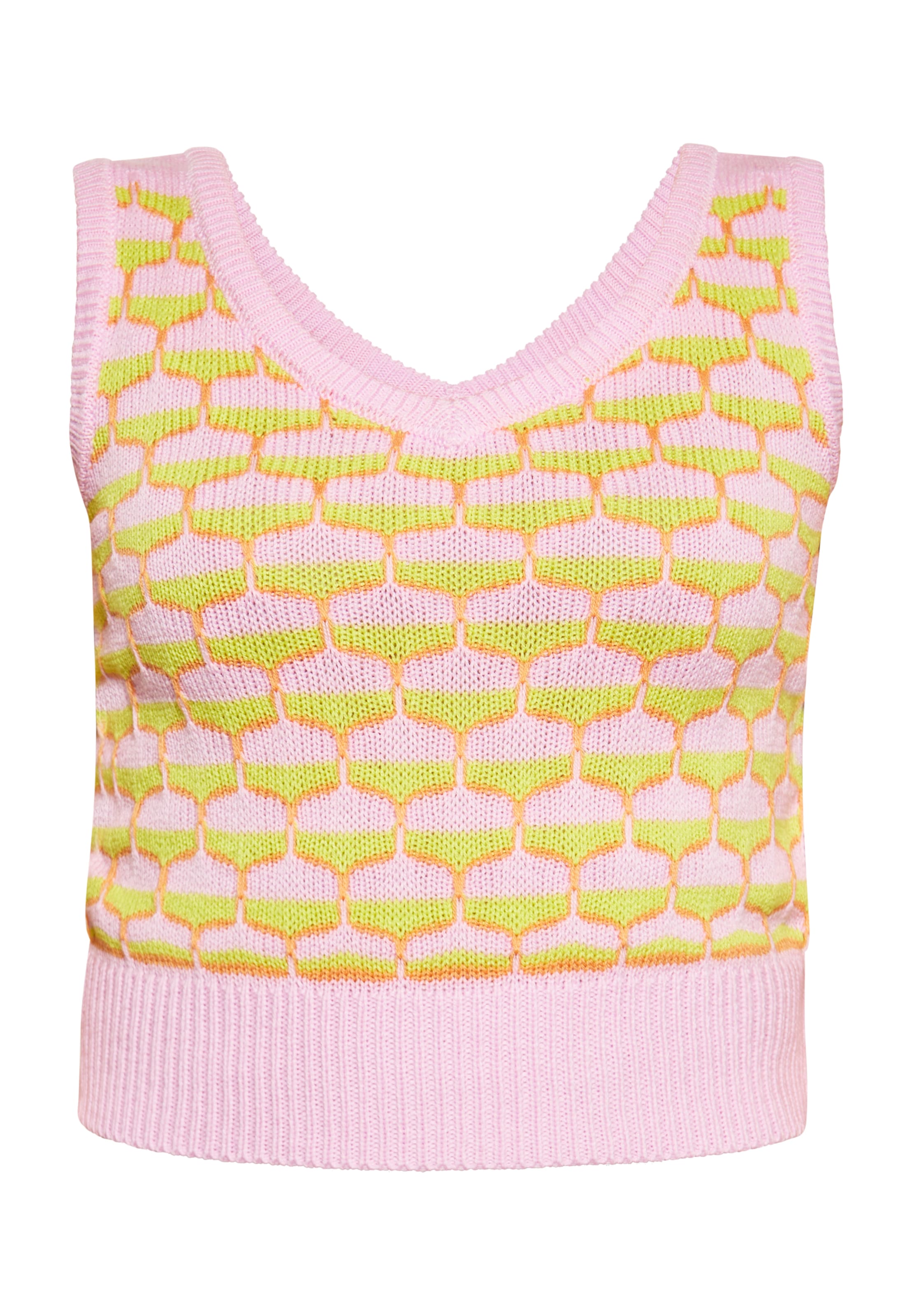 swirly Kootud vest, värv roosa: eest vaates