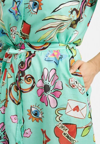 Milano Italy Gemustertes Midikleid mit 3/4-Ärmeln in Mischfarben