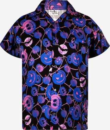 King Kameha Shirt 'Helloween Pumpkin Web' in Blue: front