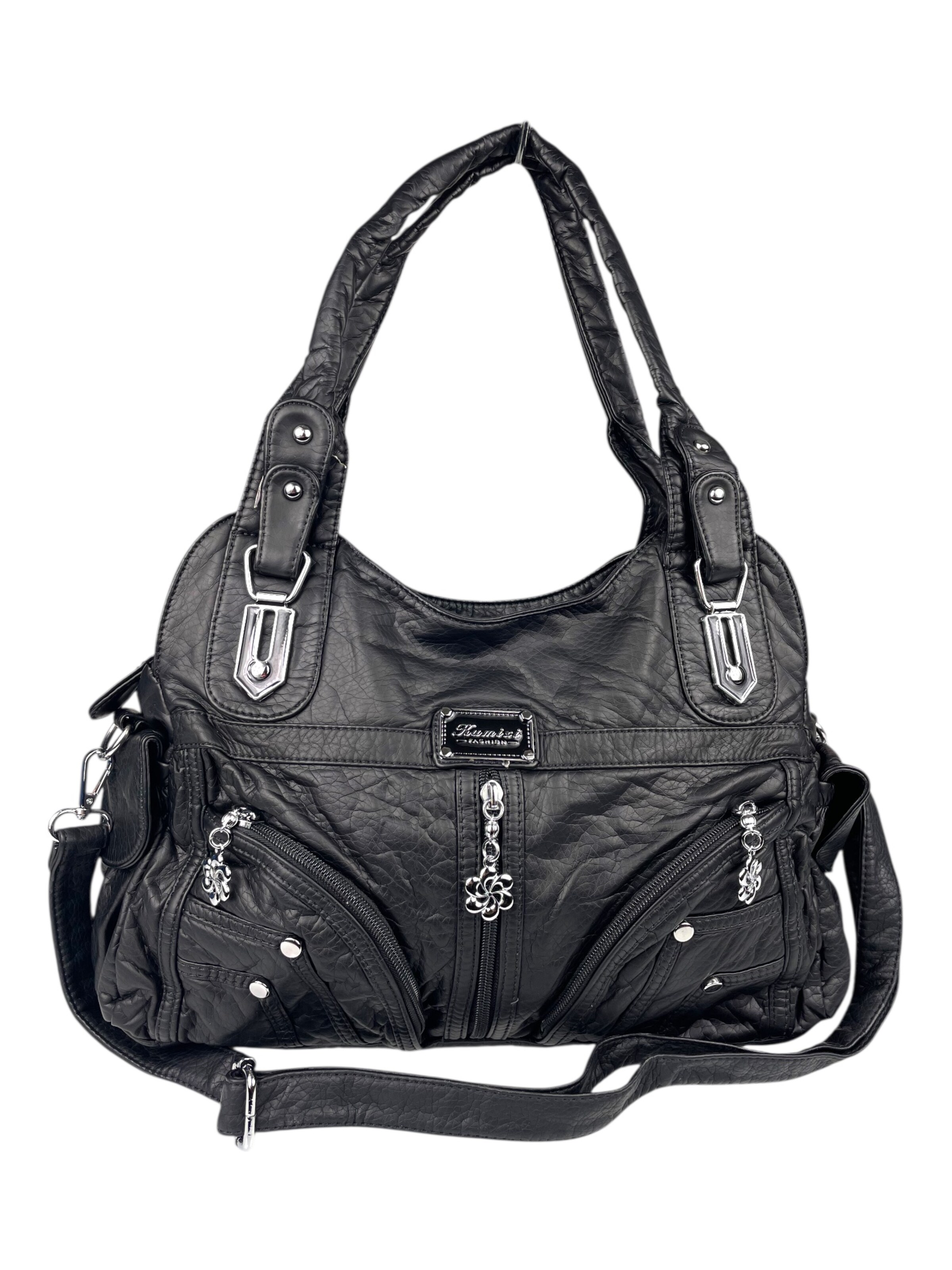 Borsa a spalla 'Schultertasche' di Kumixi in nero: frontale