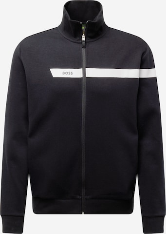 BOSS Green Zip-Up Hoodie 'Skaz' in Black: front