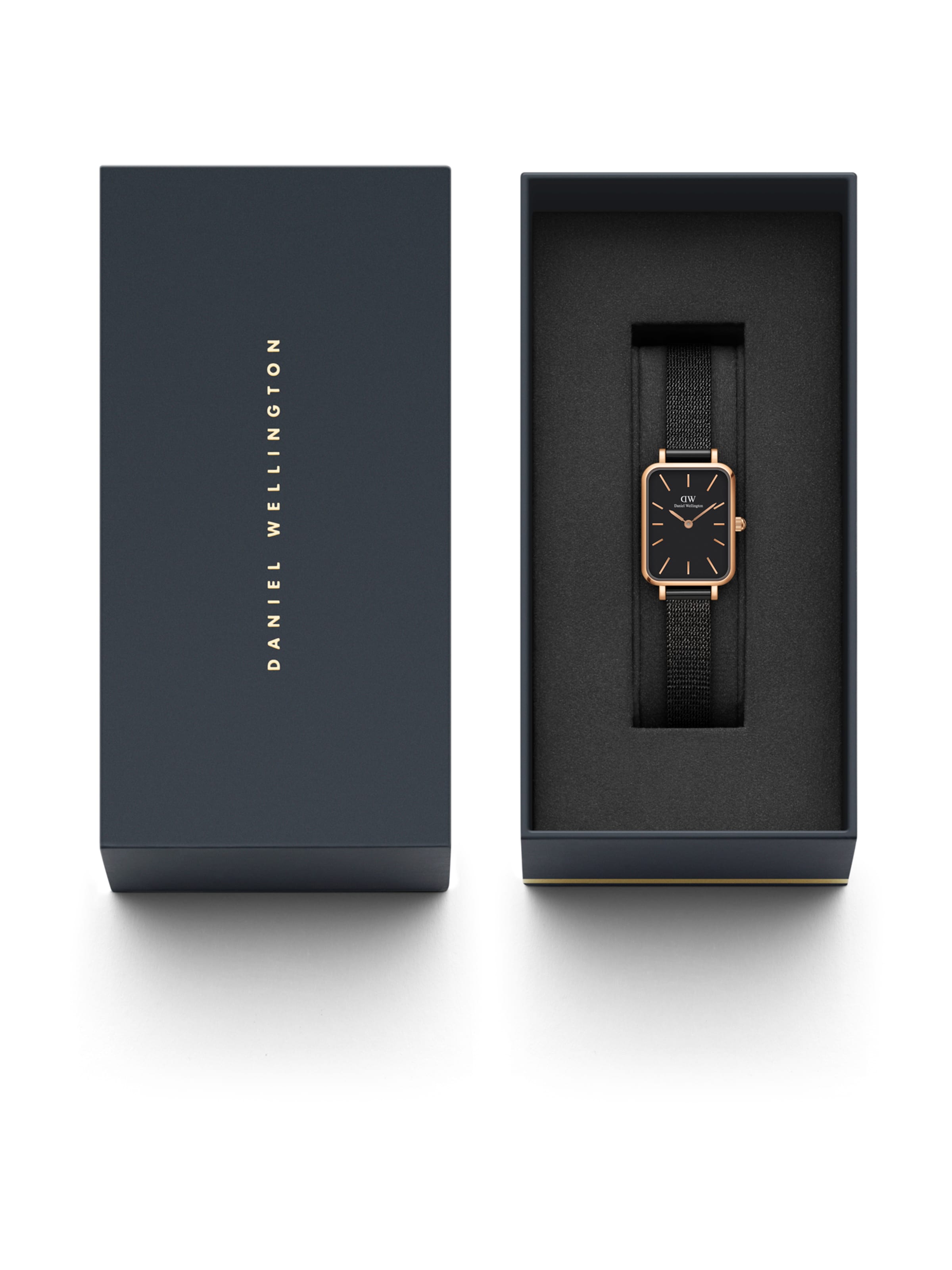 Daniel Wellington Analoog horloge 'Quadro Pressed Ashfield RG Black' in Zwart
