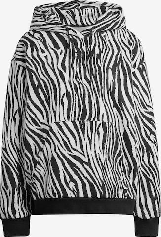 ADIDAS ORIGINALSSweater majica 'Allover Zebra Animal Print Essentials' - crna boja: prednji dio