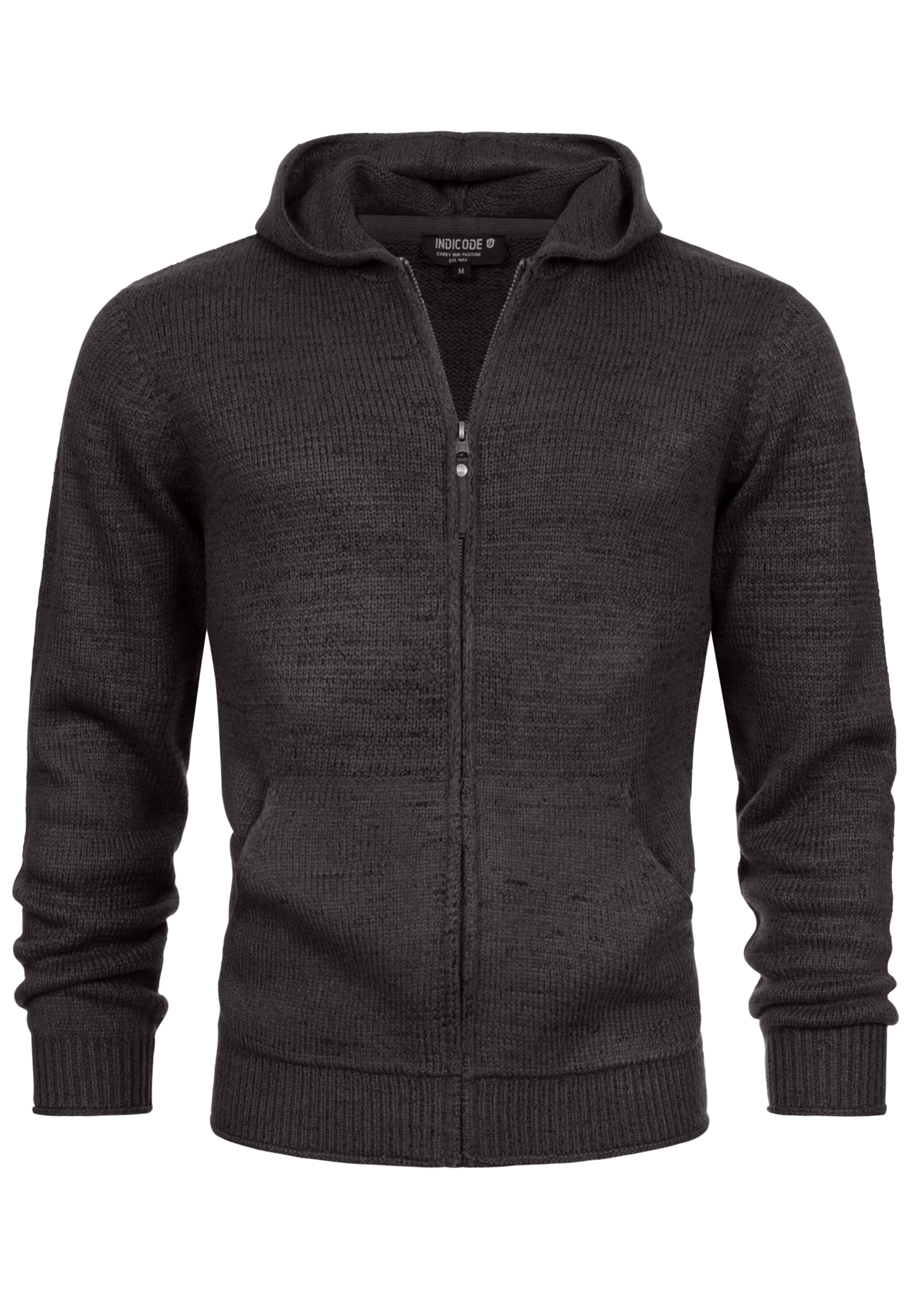 INDICODE JEANS Strickjacke 'Gage' in Grau: Vorderseite