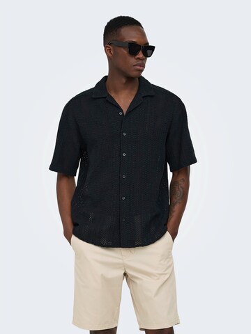 Only & Sons - Ajuste confortable Camisa 'ONSDANI' en negro: frente
