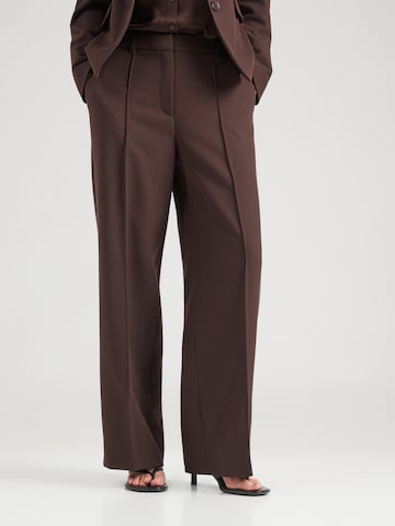 Wide Leg Pantalon à plis s.Oliver BLACK LABEL en marron : devant