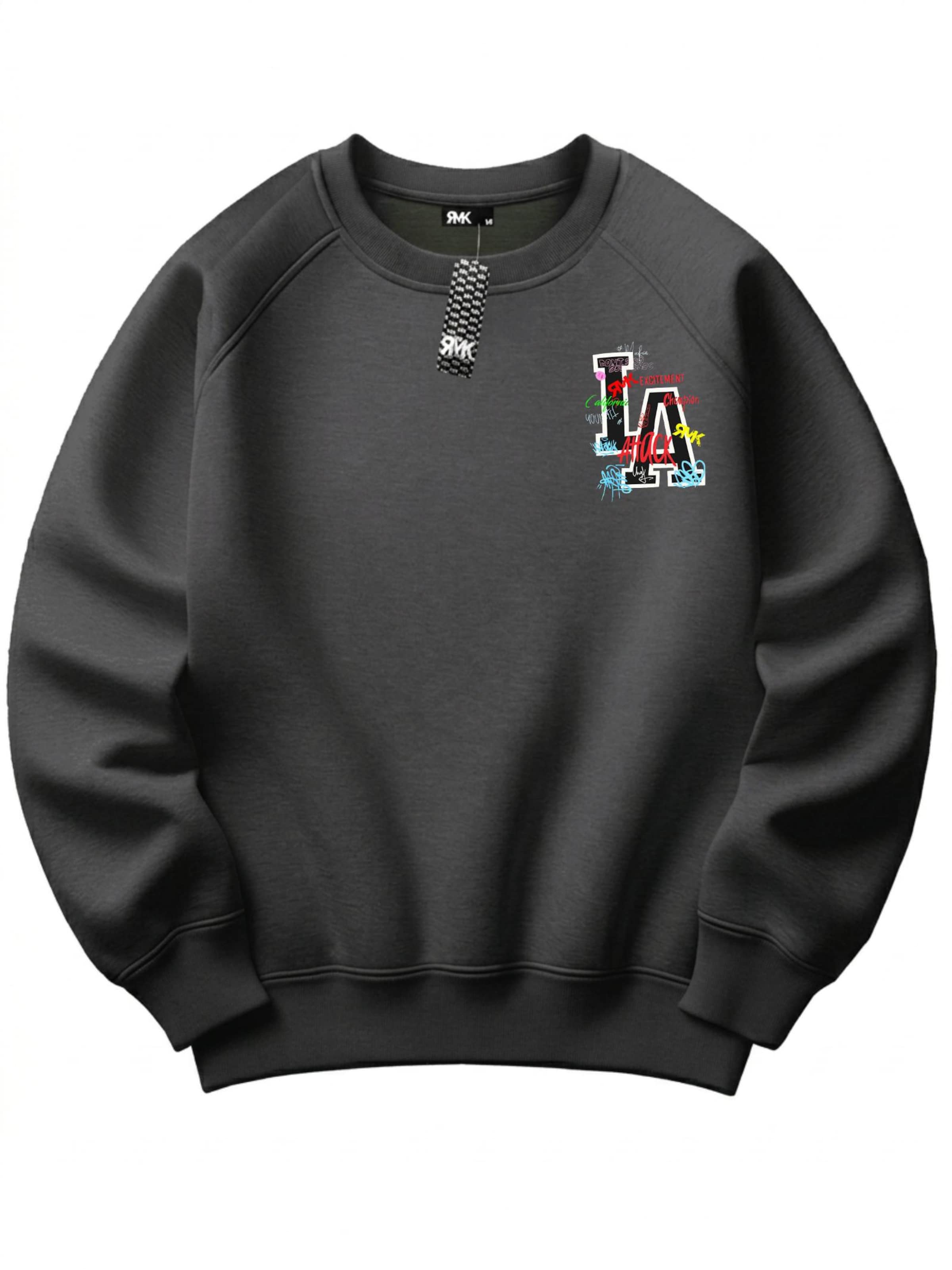 RMK Sweatshirt 'Los Angeles LA'‌‌‌‌‌ in XS in anthrazit, Produktansicht