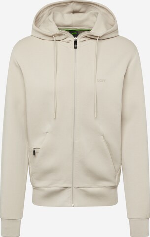 BOSS Sweatjacka 'Saggy' i beige: framsida