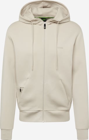 BOSS Green Sweatjacka 'Saggy' i beige: framsida