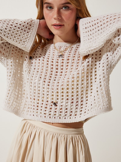 Happiness İstanbul Pull-over en crème, Vue avec produit