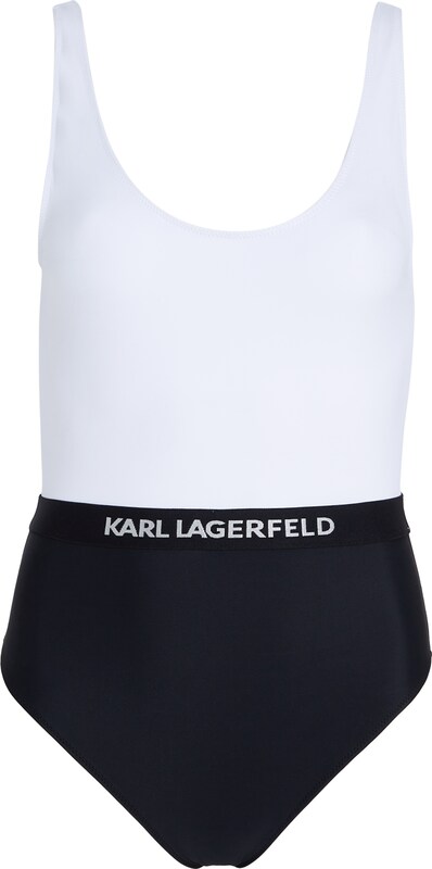 Karl Lagerfeld Bustier Badeanzug in Schwarz Weiß Karl Lagerfeld Bustier Badeanzug in Schwarz Weiß