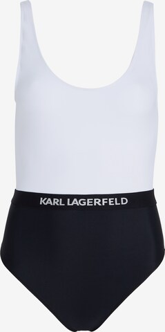 Karl Lagerfeld Bralette Swimsuit in Black: front