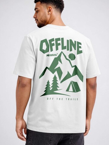 Neverless Shirt 'Offline off the trails'‌‌‌‌‌‌‌‌‌ in Weiß