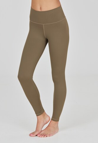 Athlecia Skinny Workout Pants 'Gaby' in Brown: front