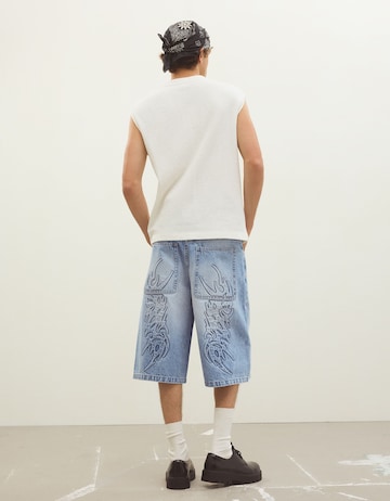 Bershka Wide leg Jeans in Blauw