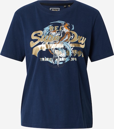 Superdry T-shirt en bleu marine / bleu clair / or / orange, Vue avec produit