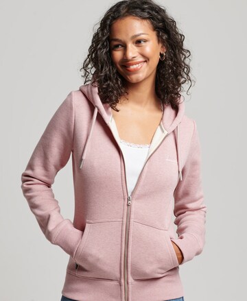 Veste de survêtement Superdry en rose : devant