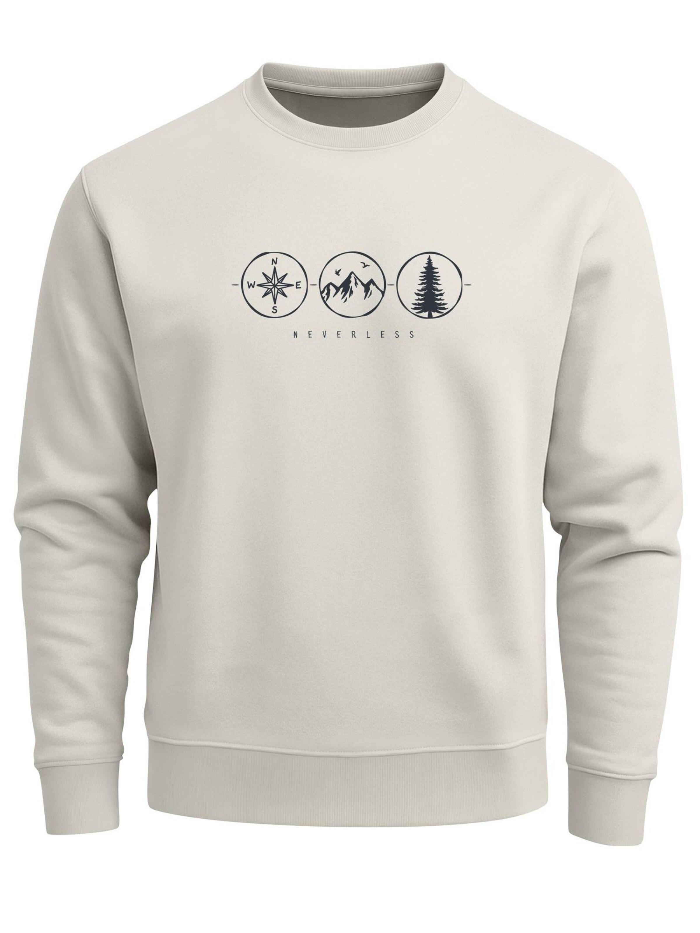 Neverless Sweatshirt 'Outdoor Kompass' in Beige: front