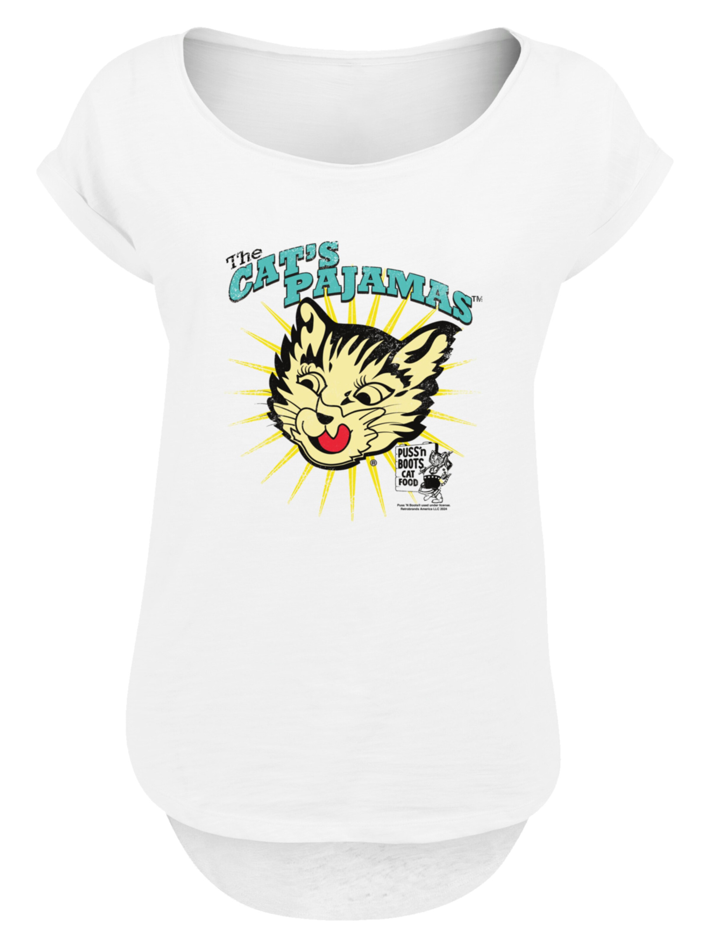 F4NT4STIC Shirt 'Puss N Boots The Cats Pajamas Vintage Art' in White: front