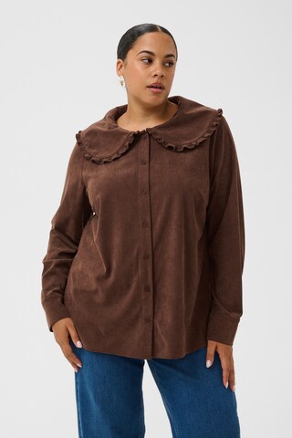 Chemisier 'Freja' KAFFE CURVE en marron : devant