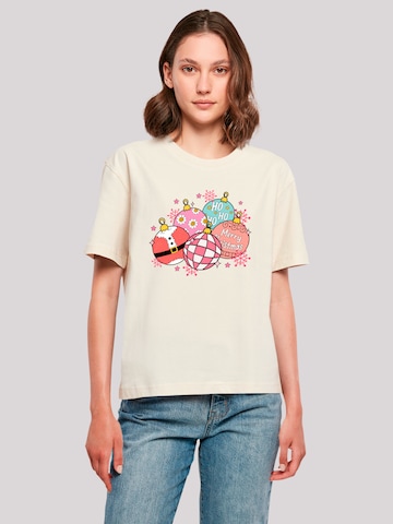 T-shirt 'Pink Cute Christmas Tree Balls' F4NT4STIC en beige : devant