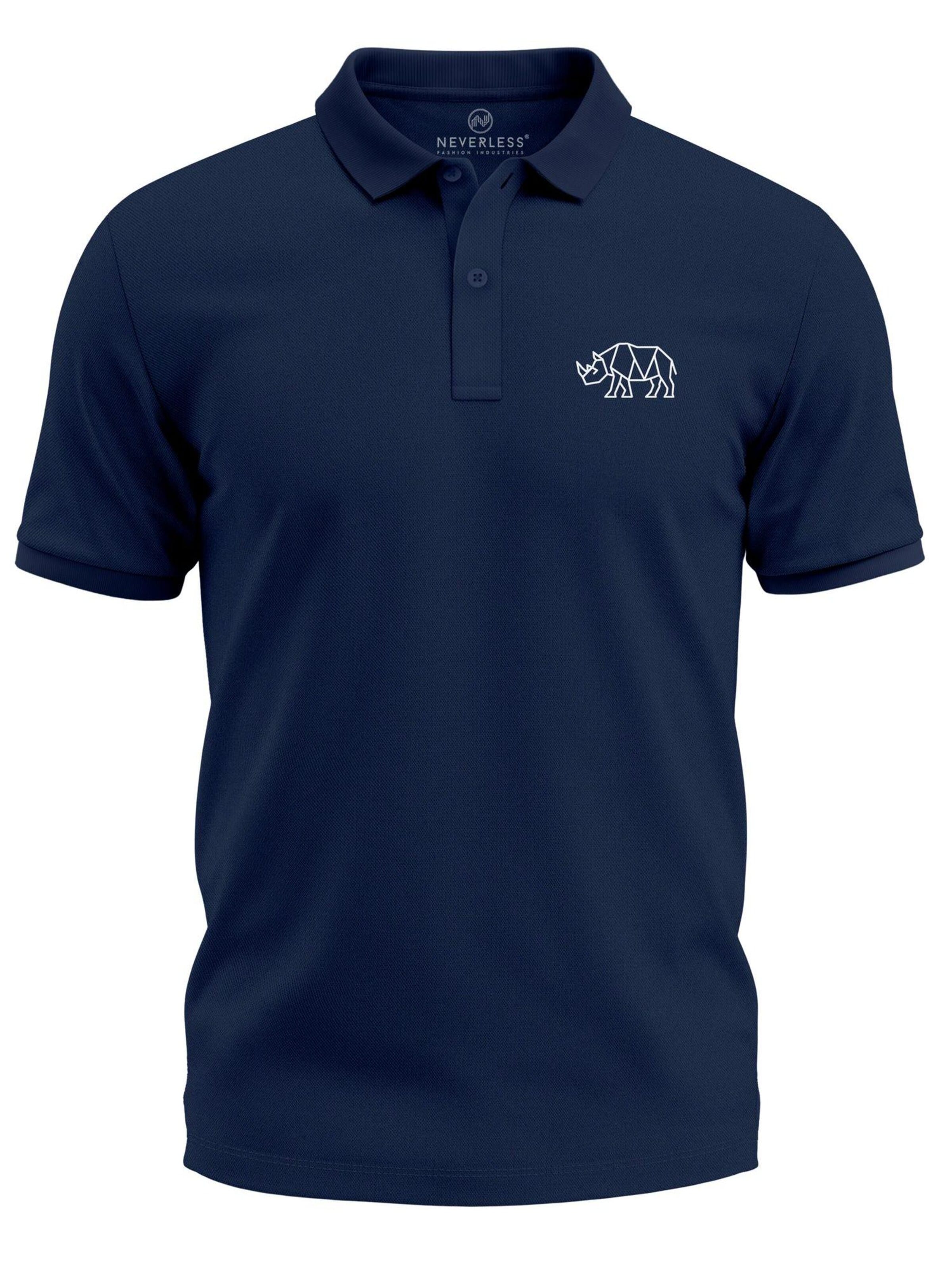 Neverless Shirt 'Rhino Polygon' in Blue: front