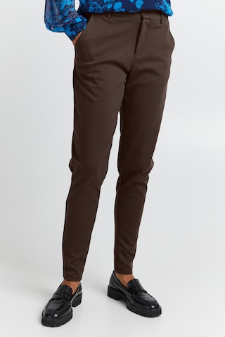 ICHI Slim fit Pants 'Kate' in Brown: front