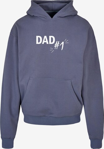 Sweat-shirt 'Fathers Day - Dad number 1' Merchcode en bleu : devant