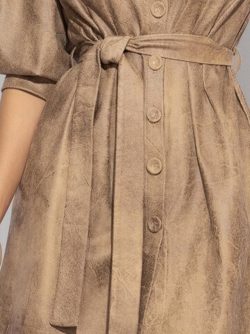 JIORO Blusenkleid 'ESSENTIALS' in Braun