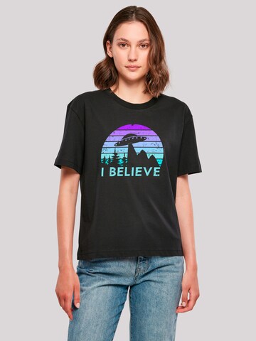 T-shirt 'I Believe Ufo Alien Raumschiff Retro' F4NT4STIC en noir : devant