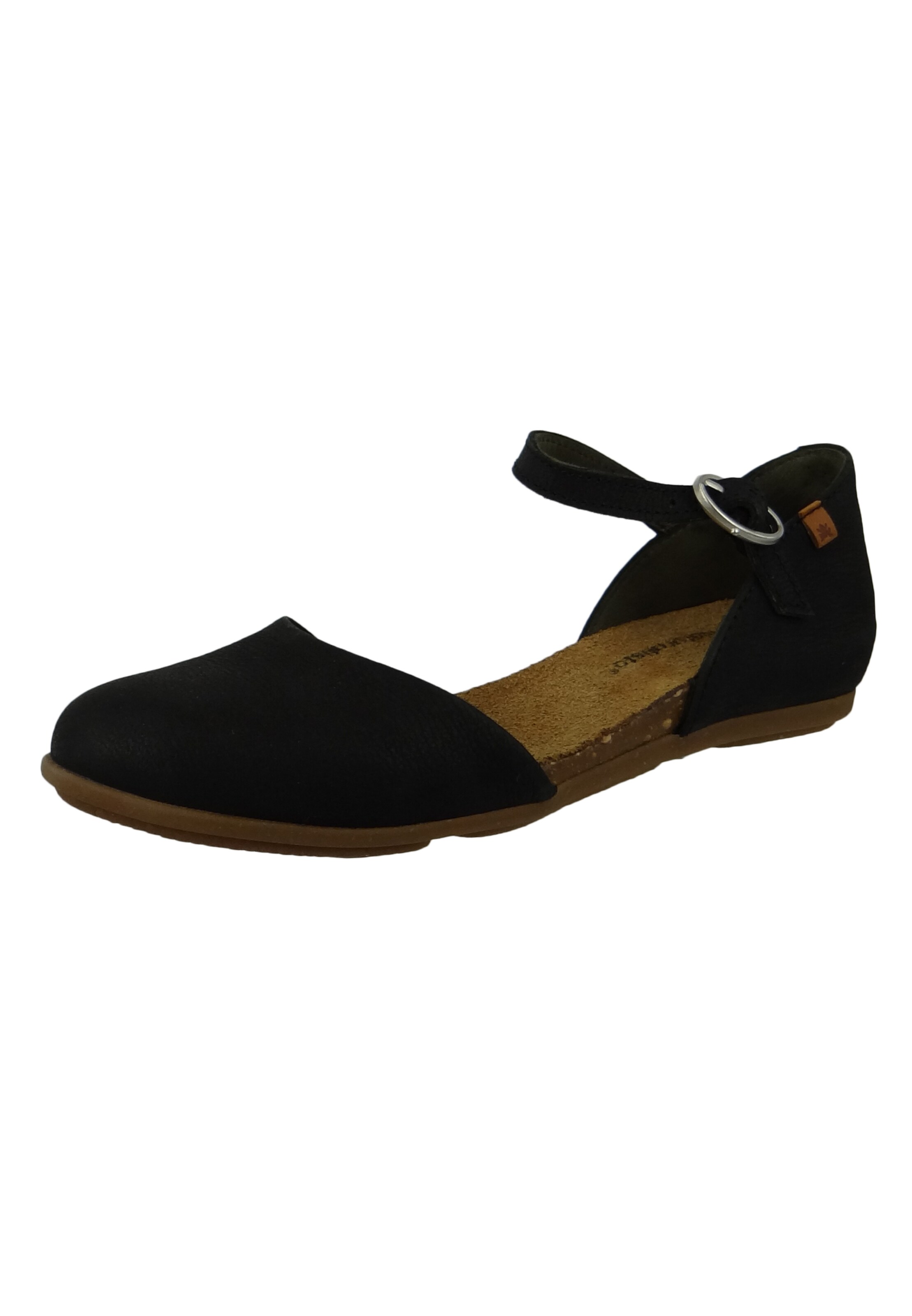 EL NATURALISTA Ballet Flats with Strap 'Stella' in Black: front