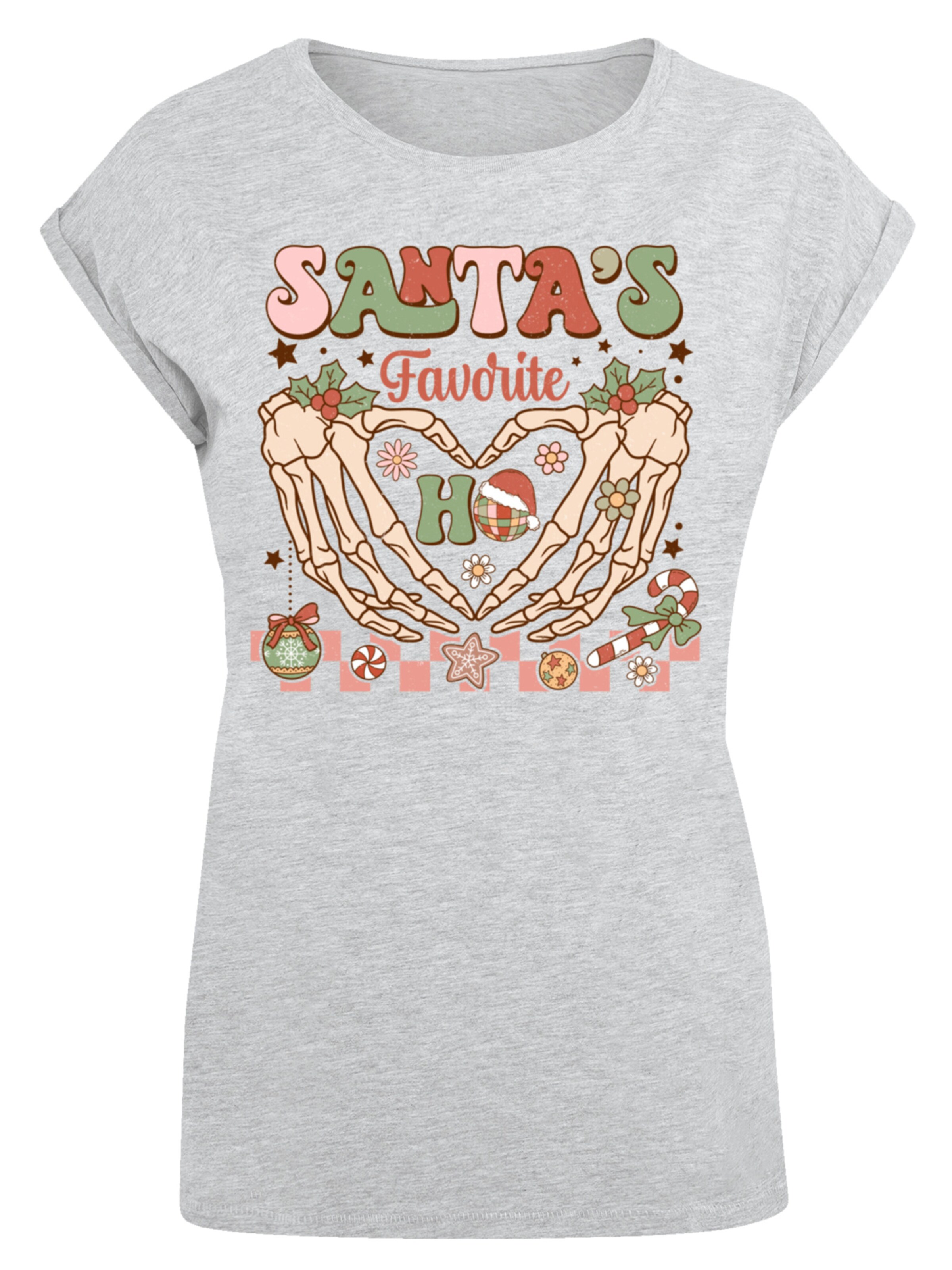 F4NT4STIC Shirt 'Santas favorite Ho Ho Ho Christmas' in Grijs: voorkant