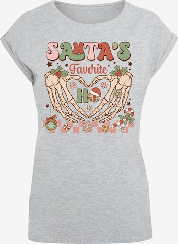 F4NT4STIC Shirt 'Santas favorite Ho Ho Ho Christmas' in Grijs: voorkant