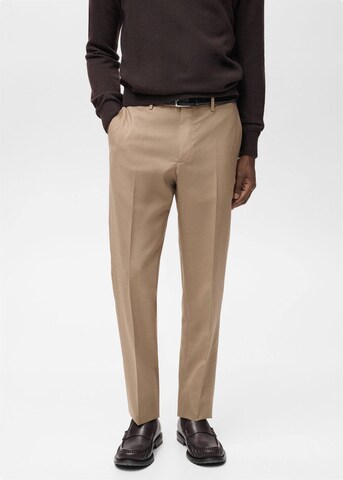 MANGO MAN Slim fit Pleated Pants 'Turin' in Beige: front